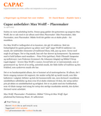 CAPAC anmeldelse af Max Wolff PLACEMAKER